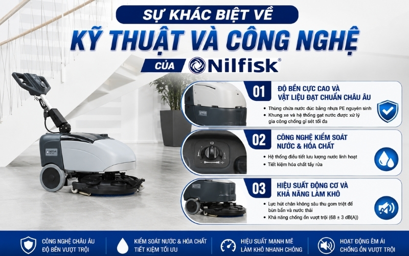 Sự khác biệt về kỹ thuật và công nghệ của Nilfisk
