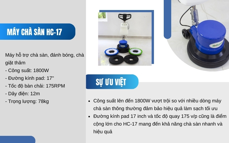 Sự ưu việt của máy chà sàn HC-17