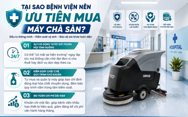 Tại sao bệnh viện nên ƯU TIÊN MUA máy chà sàn