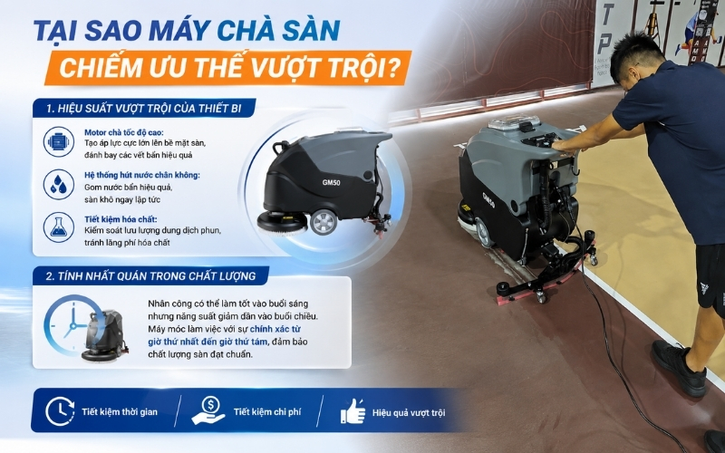 Tại sao máy chà sàn chiếm ưu thế vượt trội