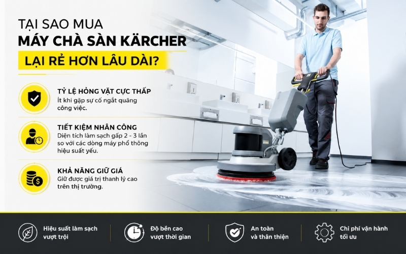Tại sao mua máy chà sàn Kärcher lại rẻ hơn lâu dài