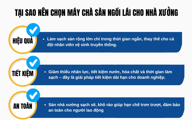 Tại sao nên chọn máy chà sàn ngồi lái cho nhà xưởng