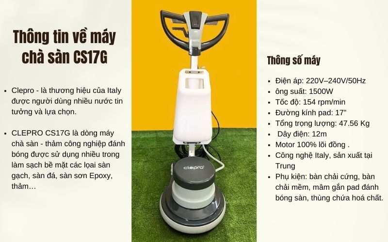 Thông tin về máy chà sàn CS17G