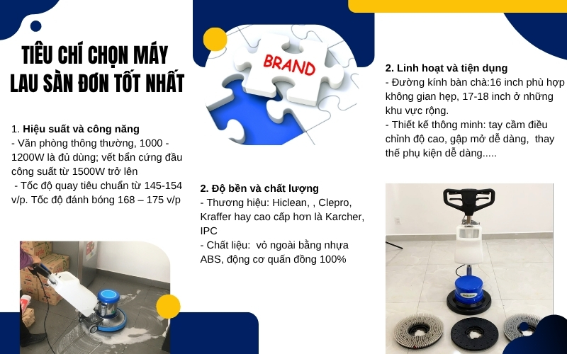 Tiêu chí cốt lõi để chọn máy lau sàn đơn tốt nhất