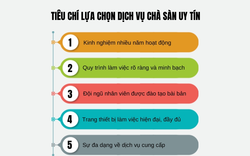 Tiêu chí lựa chọn dịch vụ chà sàn uy tín