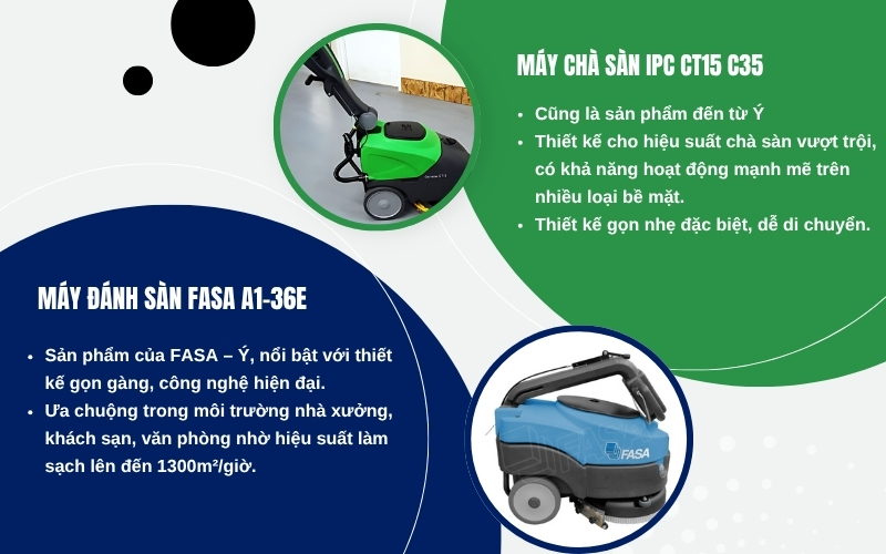 Tổng quan máy chà sàn liên hợp FASA A1-36E và IPC CT15 C35