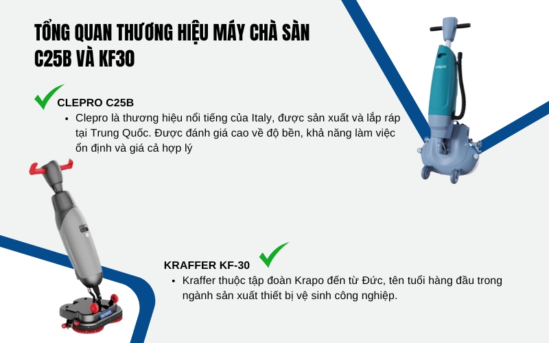 Tổng quan thương hiệu máy chà sàn C25B và KF30