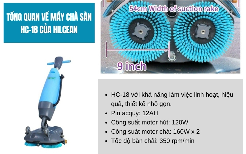 Tổng quan về máy chà sàn HC-18 của Hilcean
