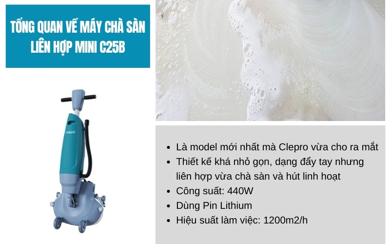 Máy lau sàn gia đình mini Clepro C25B – 17.200.000 vnđ