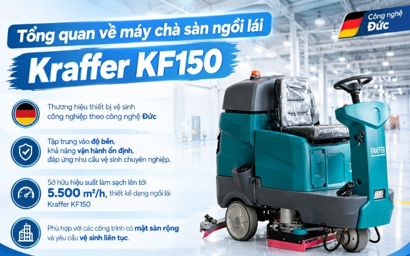 Tổng quan về máy chà sàn ngồi lái Kraffer KF150