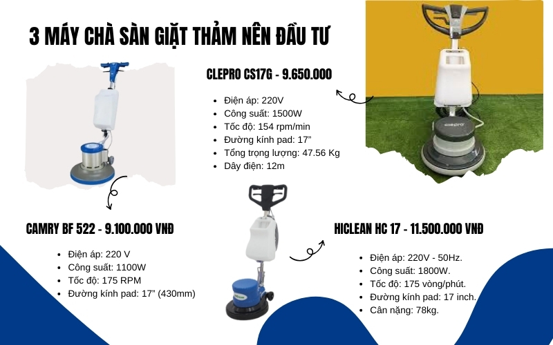 Top 3 máy chà sàn giặt thảm nên đầu tư hiện nay