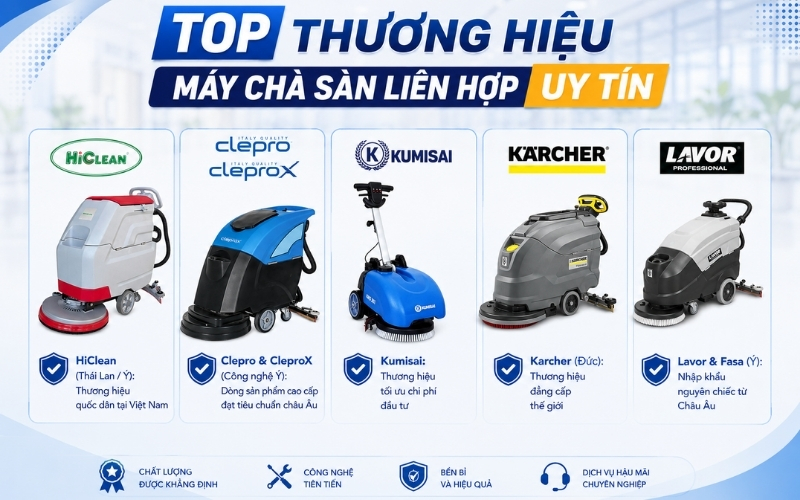 Top thương hiệu máy chà sàn liên hợp uy tín