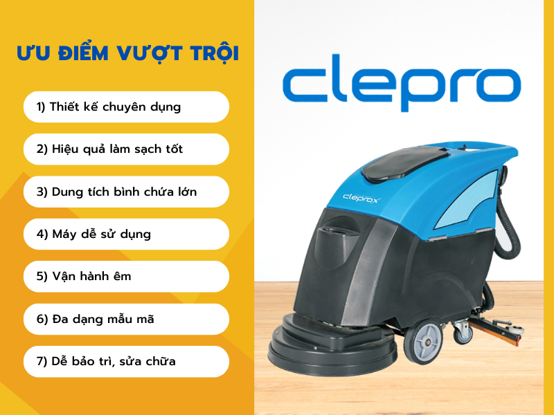 Ưu điểm của máy chà sàn Clepro - Ý