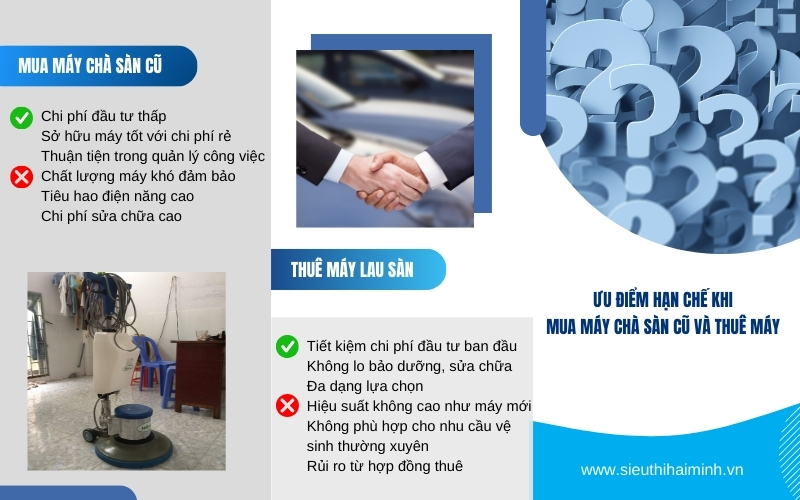 Ưu điểm hạn chế khi Mua Máy Chà Sàn Cũ và Thuê Máy