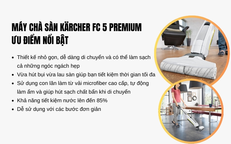 Ưu điểm nổi bật của máy chà sàn Kärcher FC 5 Premium