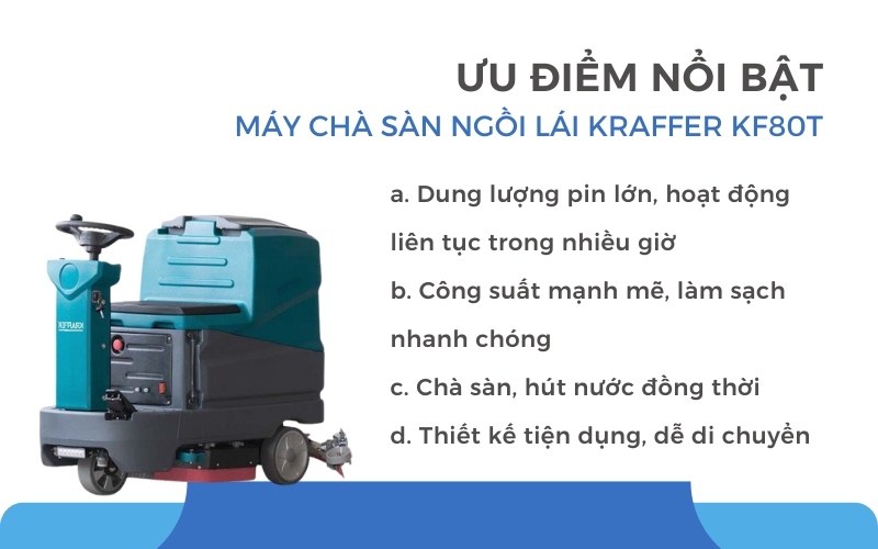 Ưu điểm nổi bật của máy chà sàn ngồi lái Kraffer KF80T