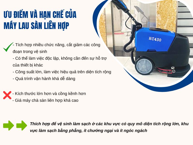 Ưu điểm và hạn chế của máy lau sàn liên hợp