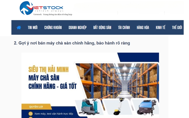 Vietstock - Gợi ý nơi bán máy chà sàn chính hãng