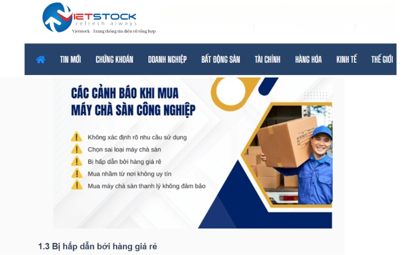 Vietstock.vn|cảnh báo khi mua máy chà sàn công nghiệp