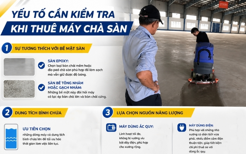 Yếu tố cần kiểm tra khi thuê máy chà sàn