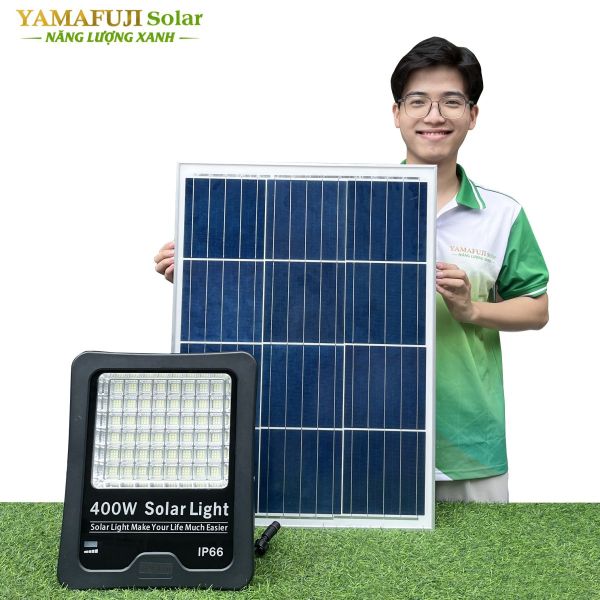 Photo - Đèn pha led năng lượng mặt trời Yamafuji Solar SFL02-400W (Nhôm đúc)