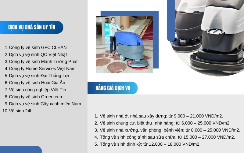 địa chỉ cung cấp dịch vụ chà sàn Bình Dương uy tín