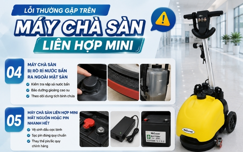 5 lỗi thường gặp trên máy chà sàn liên hợp mini