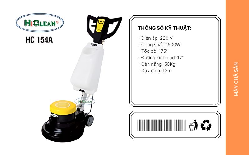 Đặc điểm của Máy chà sàn công nghiệp HICLEAN HC 154A