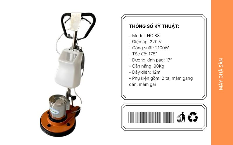 Đặc điểm nổi bật của máy chà sàn đánh bóng công nghiệp HICLEAN HC 88