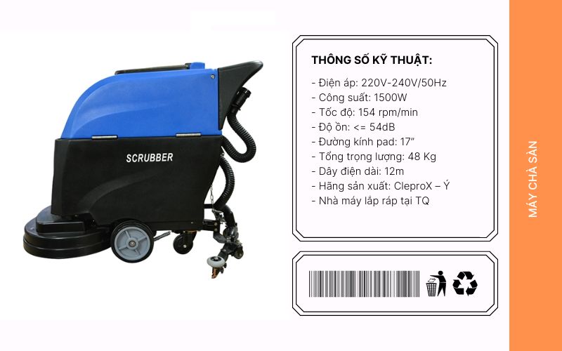Thông số Máy chà sàn liên hợp Clepro C50B (Awcquy)