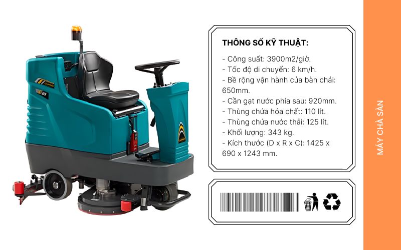 Thông số Máy chà sàn ngồi lái Eureka E65