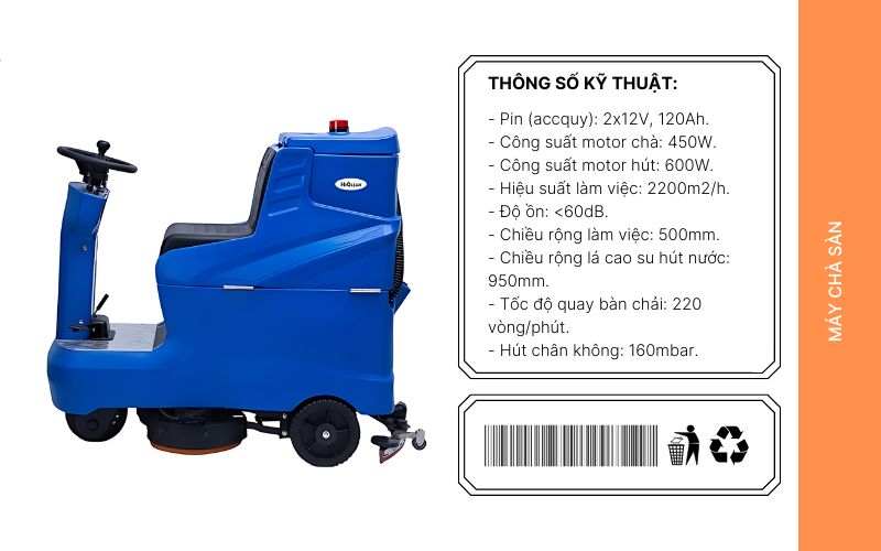 Tính năng của máy chà sàn ngồi lái HiClean HC 1350
