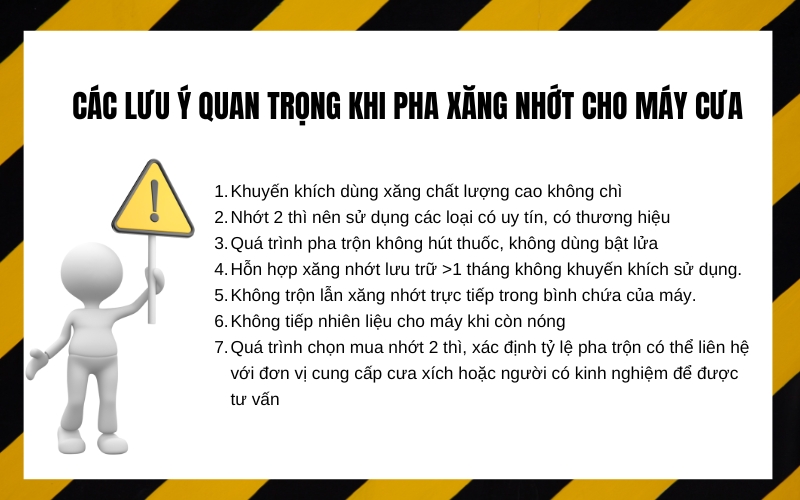 Các lưu ý quan trọng khi pha xăng nhớt cho máy cưa xích