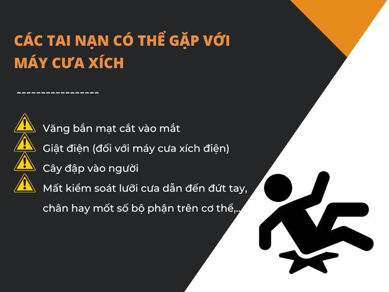 Các tai nạn có thể gặp với máy cưa xích