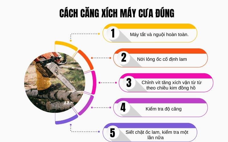 Cách căng xích máy cưa đúng