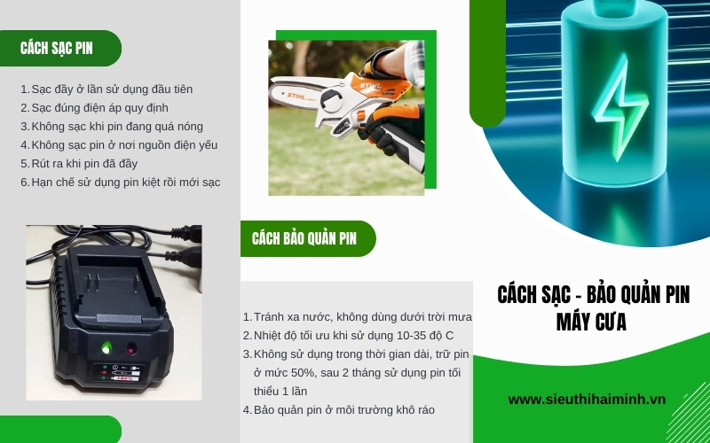  Cách sạc - bảo quản pin máy cưa