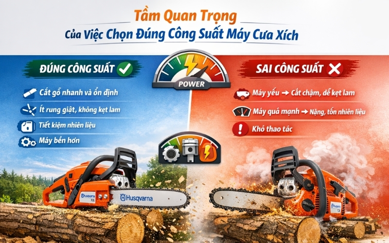 Chọn đúng công suất máy cưa xích quan trọng như thế nào