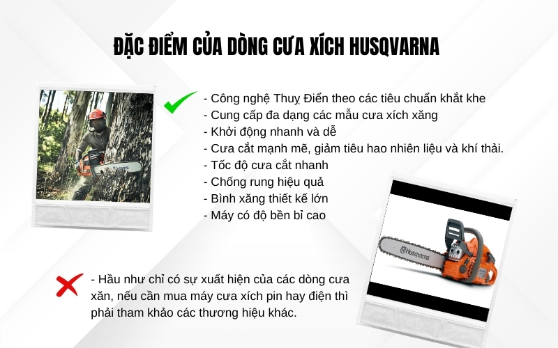 Đặc điểm của dòng cưa xích Husqvarna