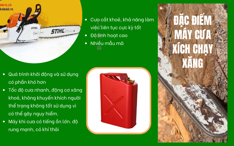 Đặc điểm của dòng máy cưa xích chạy xăng