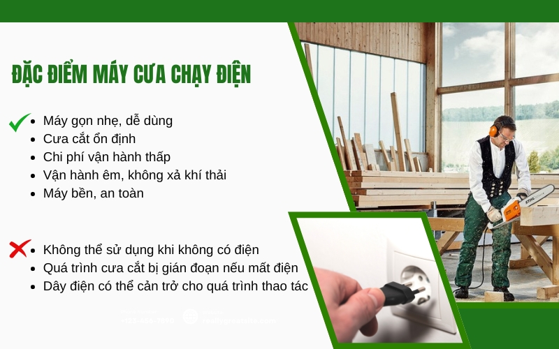 Đặc điểm của máy cưa chạy điện