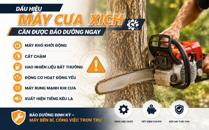 Dấu hiệu máy cưa xích cần được bảo dưỡng ngay