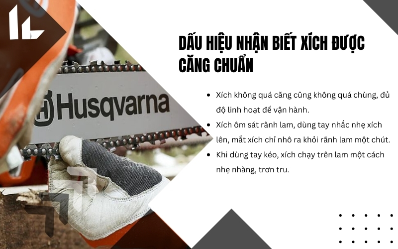 Dấu hiệu nhận biết xích được căng chuẩn
