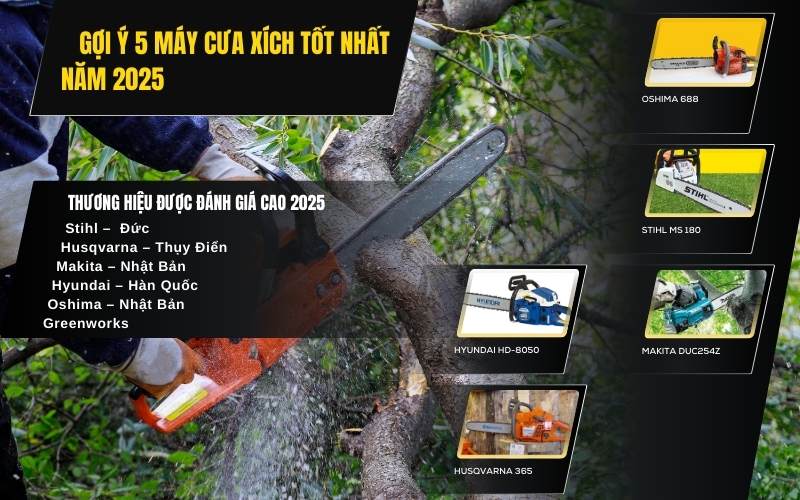 Gợi ý 5 máy cưa xích tốt nhất 2025