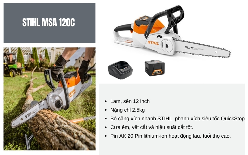 Máy cưa gỗ chạy pin STIHL MSA 120C