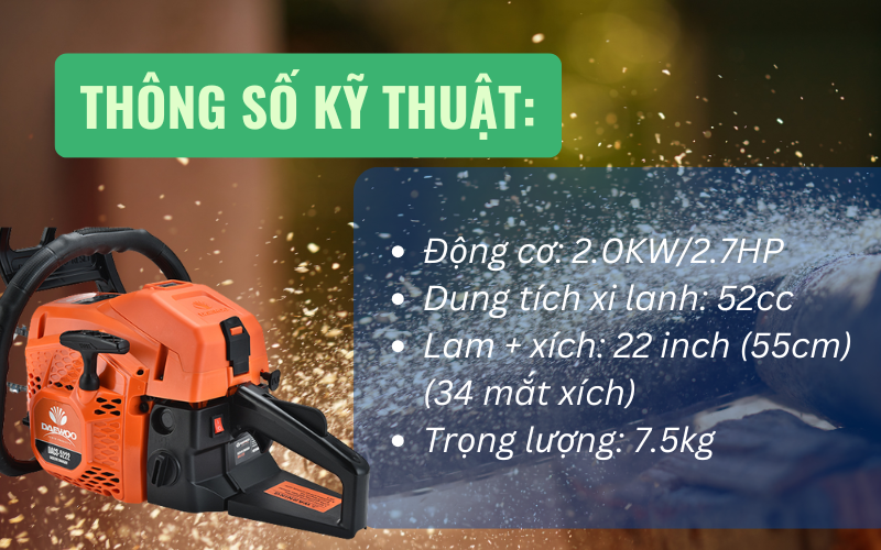 Máy cưa xích Deawoo DACS5222LDA