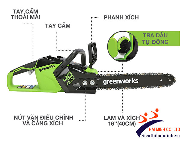 Máy cưa xích chạy pin Greenworks 40V 2001473