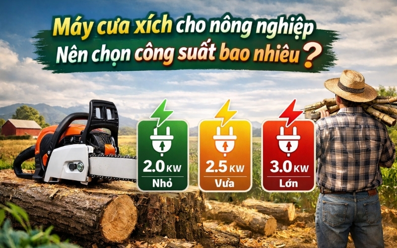 Máy cưa xích cho nông nghiệp nên chọn công suất bao nhiêu