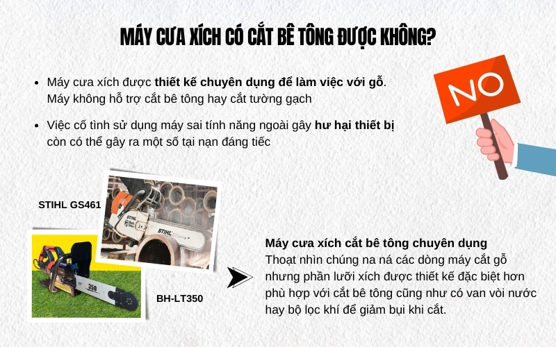 Máy cưa xích có cắt bê tông được không