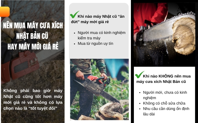 Nên mua máy cưa xích Nhật Bản cũ hay máy mới giá rẻ
