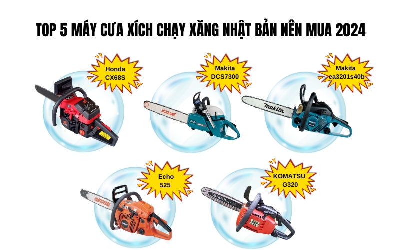 Top 5 máy cưa xích chạy xăng Nhật Bản nên mua 2024